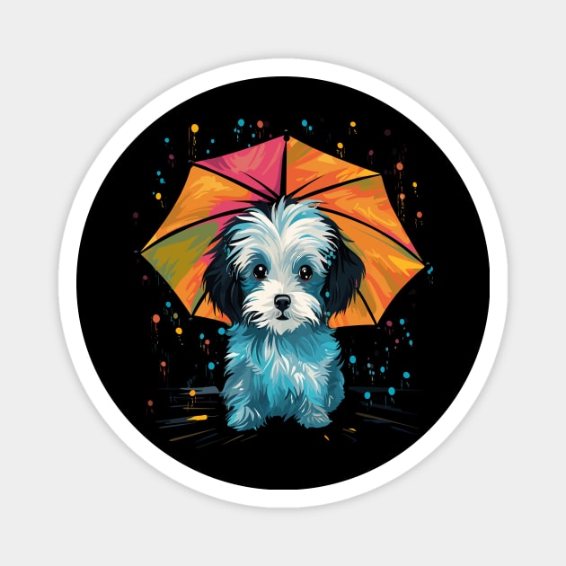 Maltese Rainy Day With Umbrella Magnet by JH Mart